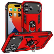 iPhone 17 Pro Skal Shockproof Hybrid Ring Röd