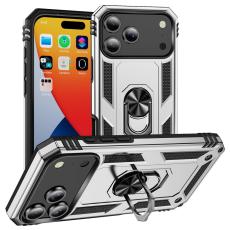 iPhone 17 Pro Skal Shockproof Hybrid Ring Silver
