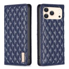BINFEN iPhone 17 Pro Fodral Flip Diamond Läder Blå