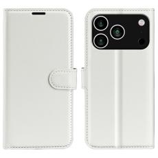 iPhone 17 Pro Max Fodral Litchi Läder Vit