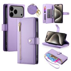 iPhone 17 Pro Max Fodral Multifunktionell Läder Lila