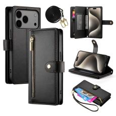 iPhone 17 Pro Max Fodral Multifunktionell Läder Svart