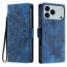 iPhone 17 Pro Max Fodral Mandala Läder Blå