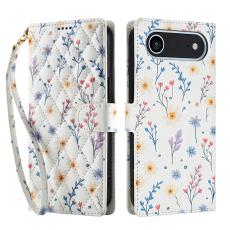iPhone Air Fodral Rhombus Läder Blommor Vit