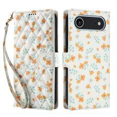 iPhone Air Fodral Rhombus Läder Blommor Vit