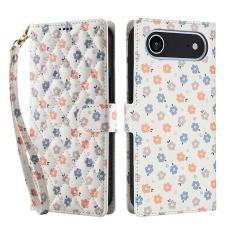 iPhone Air Fodral Rhombus Läder Blommor Vit