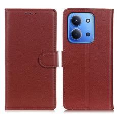 Xiaomi Redmi 15C Fodral Litchi Läder Brun