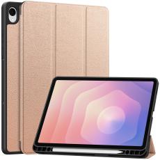 Samsung Galaxy Tab S11 Fodral Tri-Fold Läder Roséguld