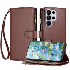 Samsung Galaxy S26 Ultra Fodral Multifunktionellt L&auml;der Brun