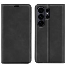 Samsung Galaxy S26 Ultra Fodral Flip Skin Touch L&auml;der Svart