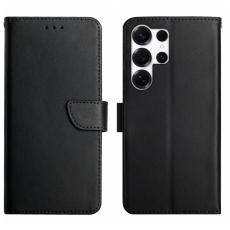 Samsung Galaxy S26 Ultra Fodral &Auml;kta L&auml;der Svart