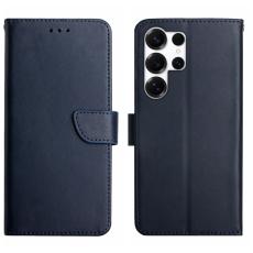 Samsung Galaxy S26 Ultra Fodral &Auml;kta L&auml;der Bl&aring;