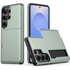 Samsung Galaxy S26 Ultra Skal Hybrid Med Kortfack Gr&ouml;n