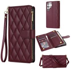 Samsung Galaxy S26 Ultra Fodral Rhombus L&auml;der Vinr&ouml;d