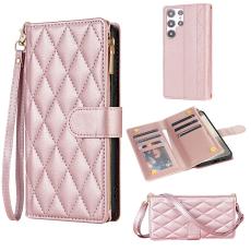 Samsung Galaxy S26 Ultra Fodral Rhombus L&auml;der Ros&eacute;guld