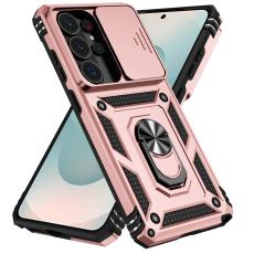 Samsung Galaxy S26 Ultra Skal CamShield Ring Hybrid Ros&eacute;guld
