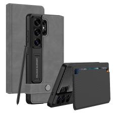 GKK Samsung Galaxy S26 Ultra Fodral Kickstand L&auml;der Gr&aring;