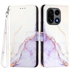 OnePlus 15 Fodral L&auml;der Marmor Vit / Lila