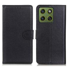 Motorola Edge 70 Fodral Litchi L&auml;der Svart