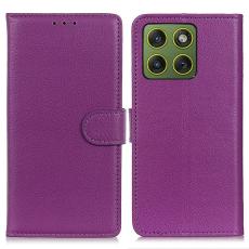 Motorola Edge 70 Fodral Litchi L&auml;der Lila