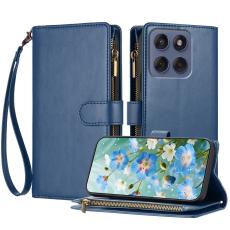 Motorola Edge 70 Fodral Multifunktionellt L&auml;der Bl&aring;