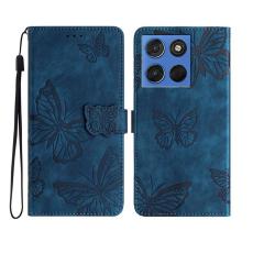 Motorola Edge 70 Fodral Med Fj&auml;ril Tryck Bl&aring;