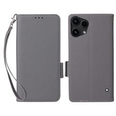 Nothing Phone 3a Lite Fodral Litchi L&auml;der Gr&aring;