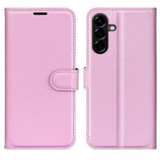 Samsung Galaxy A57 5G Fodral Litchi L&auml;der Ljus Rosa