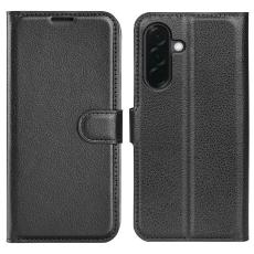 Samsung Galaxy A37 5G Fodral Litchi L&auml;der Svart