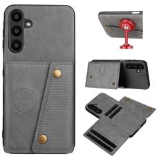 Samsung Galaxy A37 5G Skal L&auml;der Med Kortfack Och Magnet Gr&aring;