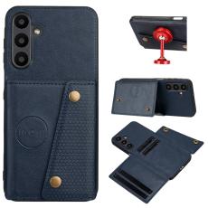 Samsung Galaxy A37 5G Skal L&auml;der Med Kortfack Och Magnet Bl&aring;