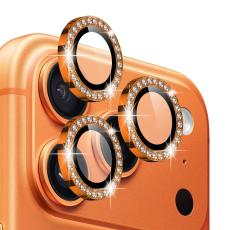 NORTHJO iPhone 17 Pro/17 Pro Max Linsskydd Strass Orange