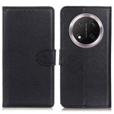 Honor Magic7 Lite Fodral Litchi L&auml;der Svart