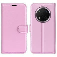 Honor Magic7 Lite Fodral Litchi L&auml;der Ljus Rosa