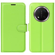 Honor Magic7 Lite Fodral Litchi L&auml;der Gr&ouml;n