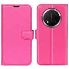 Honor Magic7 Lite Fodral Litchi L&auml;der Rosa