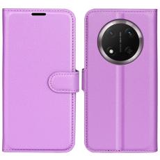 Honor Magic7 Lite Fodral Litchi L&auml;der Lila