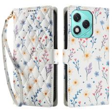 Honor 400 Lite Fodral Rhombus L&auml;der Blommor Vit