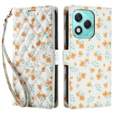 Honor 400 Lite Fodral Rhombus L&auml;der Blommor Vit