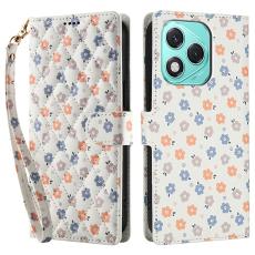 Honor 400 Lite Fodral Rhombus L&auml;der Blommor Vit