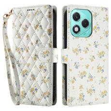 Honor 400 Lite Fodral Rhombus L&auml;der Blommor Vit