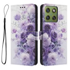 Motorola Edge 70 Fodral Med Tryck Lila Rosor