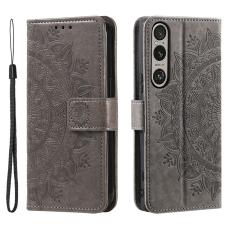 Sony Xperia 1 VII Fodral Mandala L&auml;der Gr&aring;
