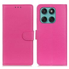 Motorola Edge 60 / 60 Fusion Fodral Litchi L&auml;der Rosa