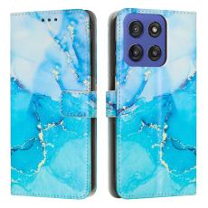 Motorola Edge 60 / 60 Fusion Fodral L&auml;der Marmor Bl&aring; / Gr&ouml;n