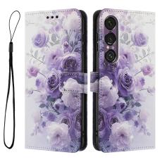 Sony Xperia 1 VII Fodral Med Tryck Lila Rosor