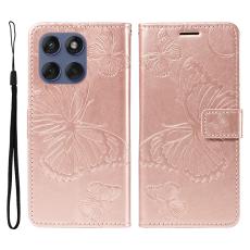 Motorola Edge 60/60 Pro/60 Fusion Fodral Fj&auml;ril Tryck Ros&eacute;guld