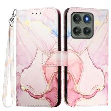 Motorola Edge 60 Pro Fodral L&auml;der Marmor Ros&eacute;guld