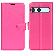 Sony Xperia 10 VII Fodral Litchi L&auml;der Rosa