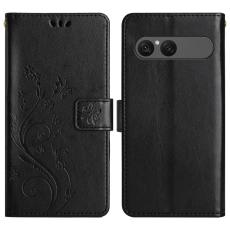 Sony Xperia 10 VII Fodral Med Blommigt Tryck Svart